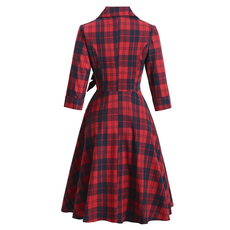 Vintage Plaid Long Sleeves Blazer Women Dresses