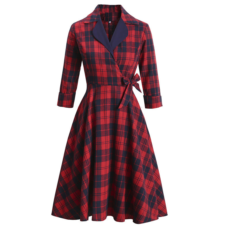 Vintage Plaid Long Sleeves Blazer Women Dresses