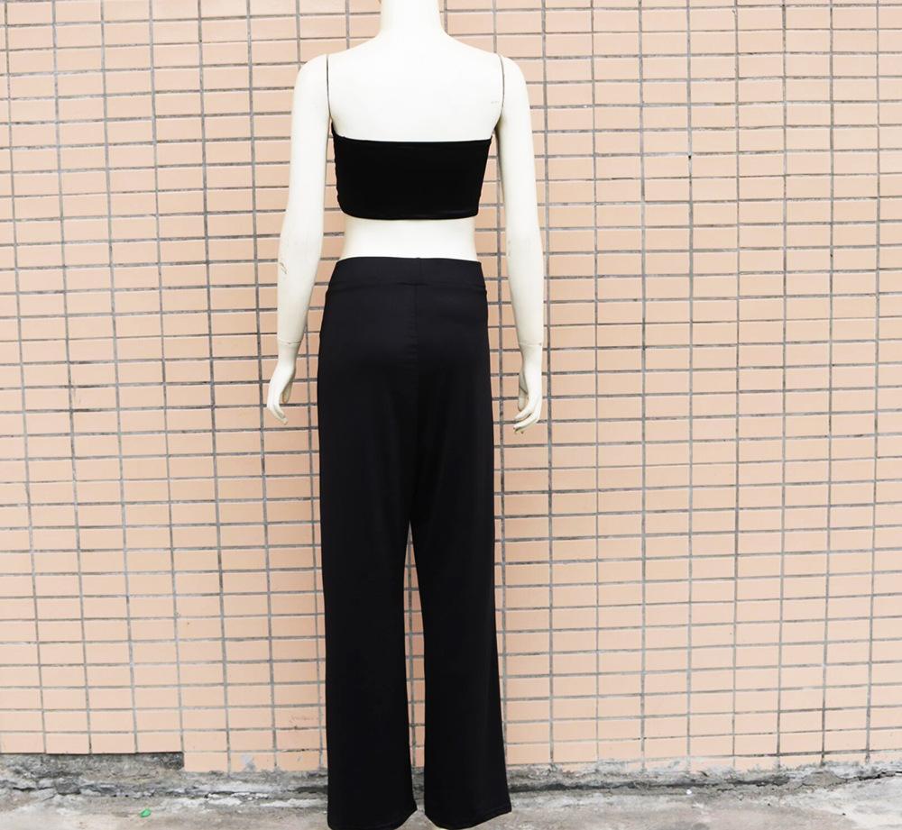 Sexy Women Strapless Tops+loose Pants Suits-STYLEGOING