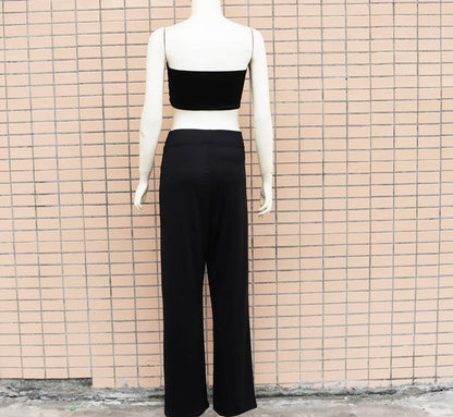 Sexy Women Strapless Tops+loose Pants Suits-STYLEGOING
