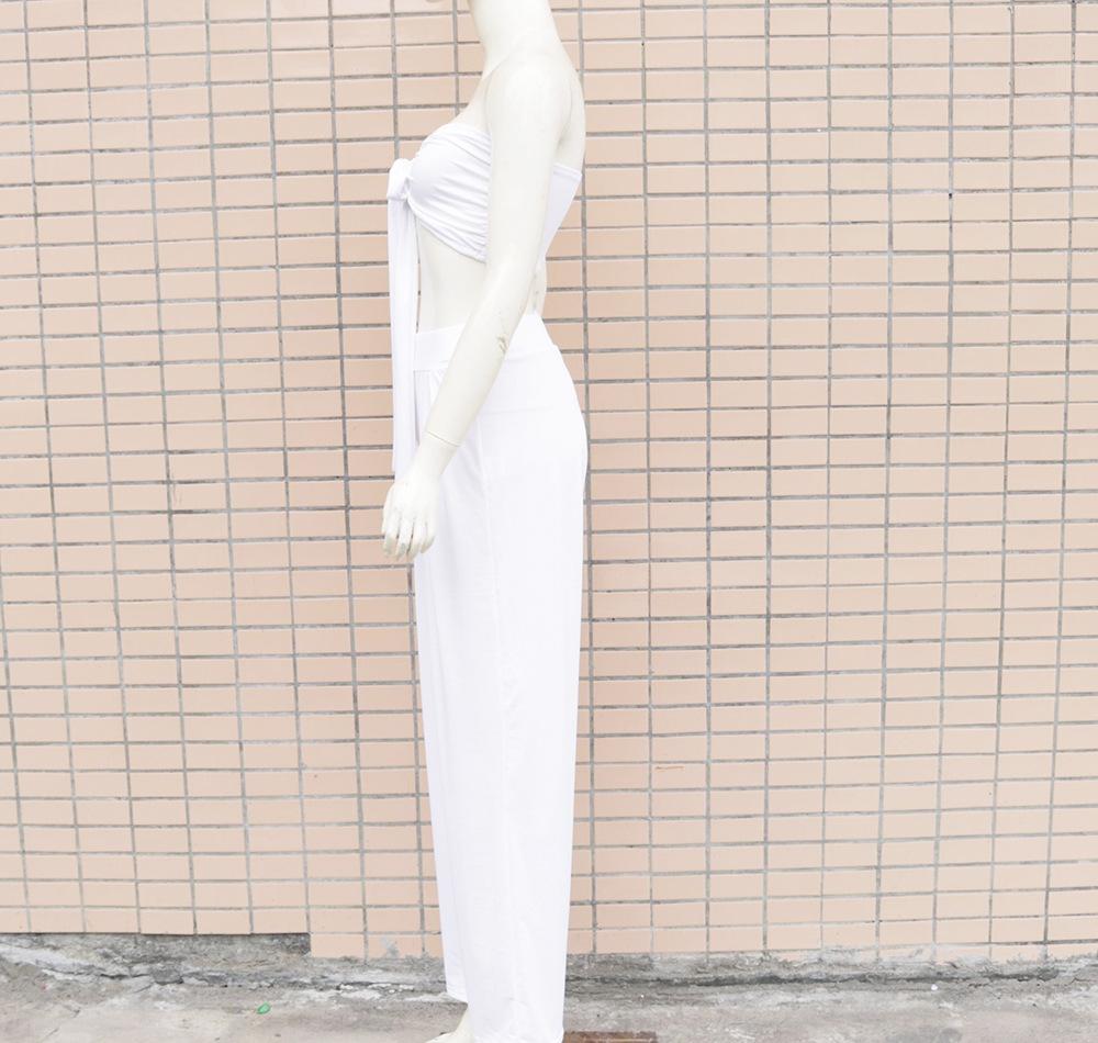 Sexy Women Strapless Tops+loose Pants Suits-STYLEGOING