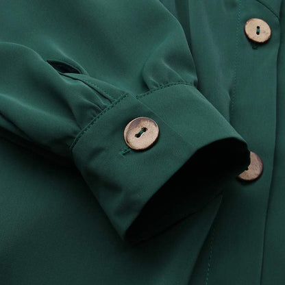 Women Leisure Long Sleeves Shirt Dresses-STYLEGOING