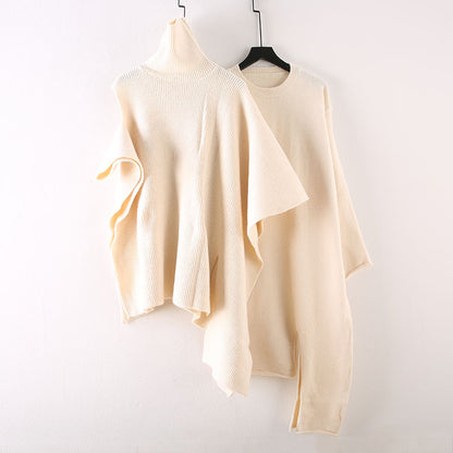 Casual High Neck Knitting Capes & Long Sweaters
