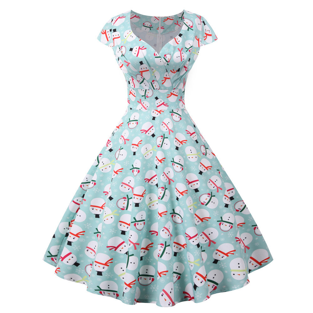 Merry Christmas Short Sleeves Dresses
