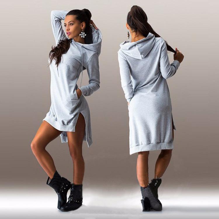 Women Autumn Long Sleeves Hoody Dresses-STYLEGOING