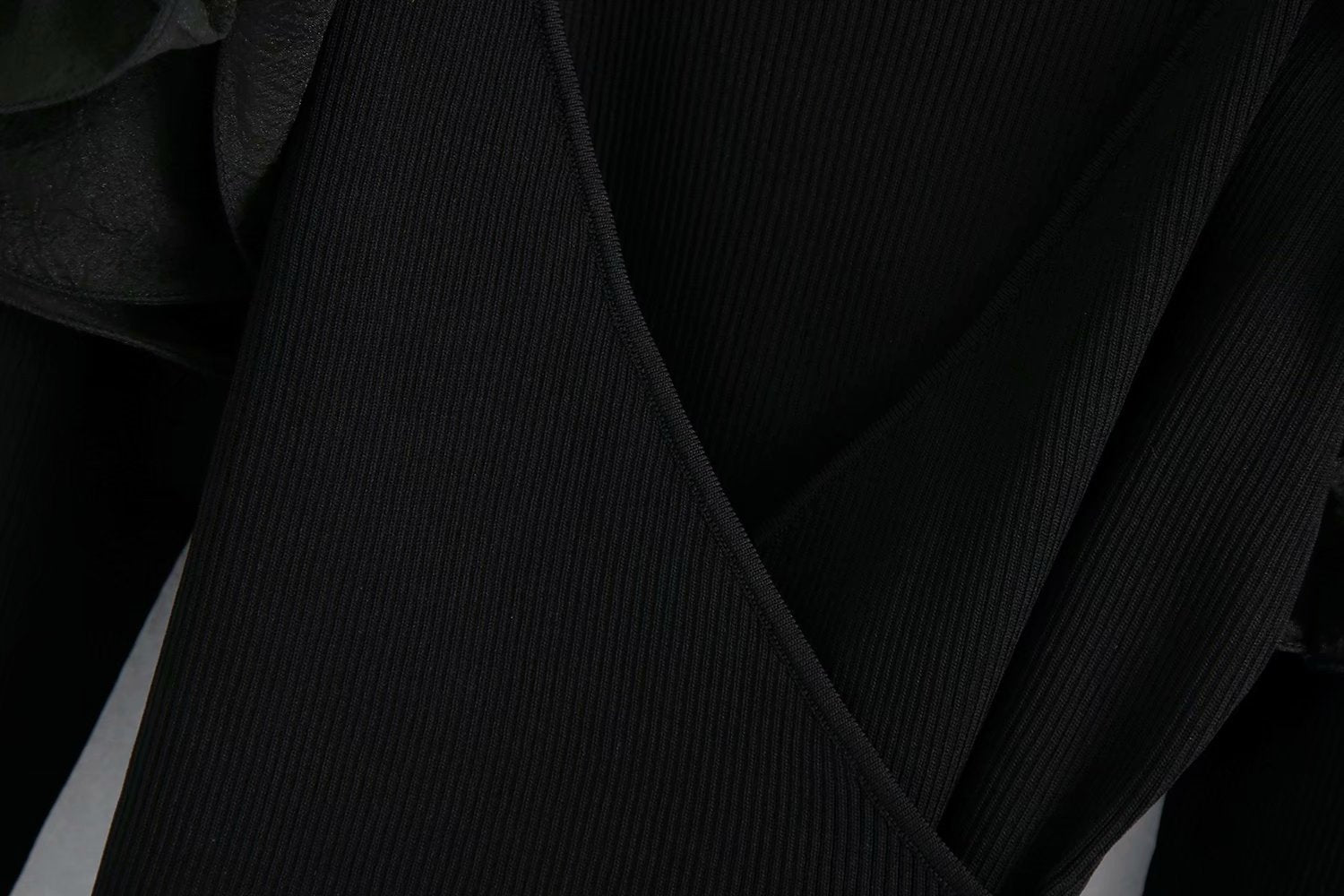 Sexy Black V Neck Knitting Long Sleeves Shirts