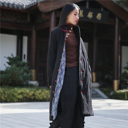 Vintage Cotton Winter Long Overcoats for Women
