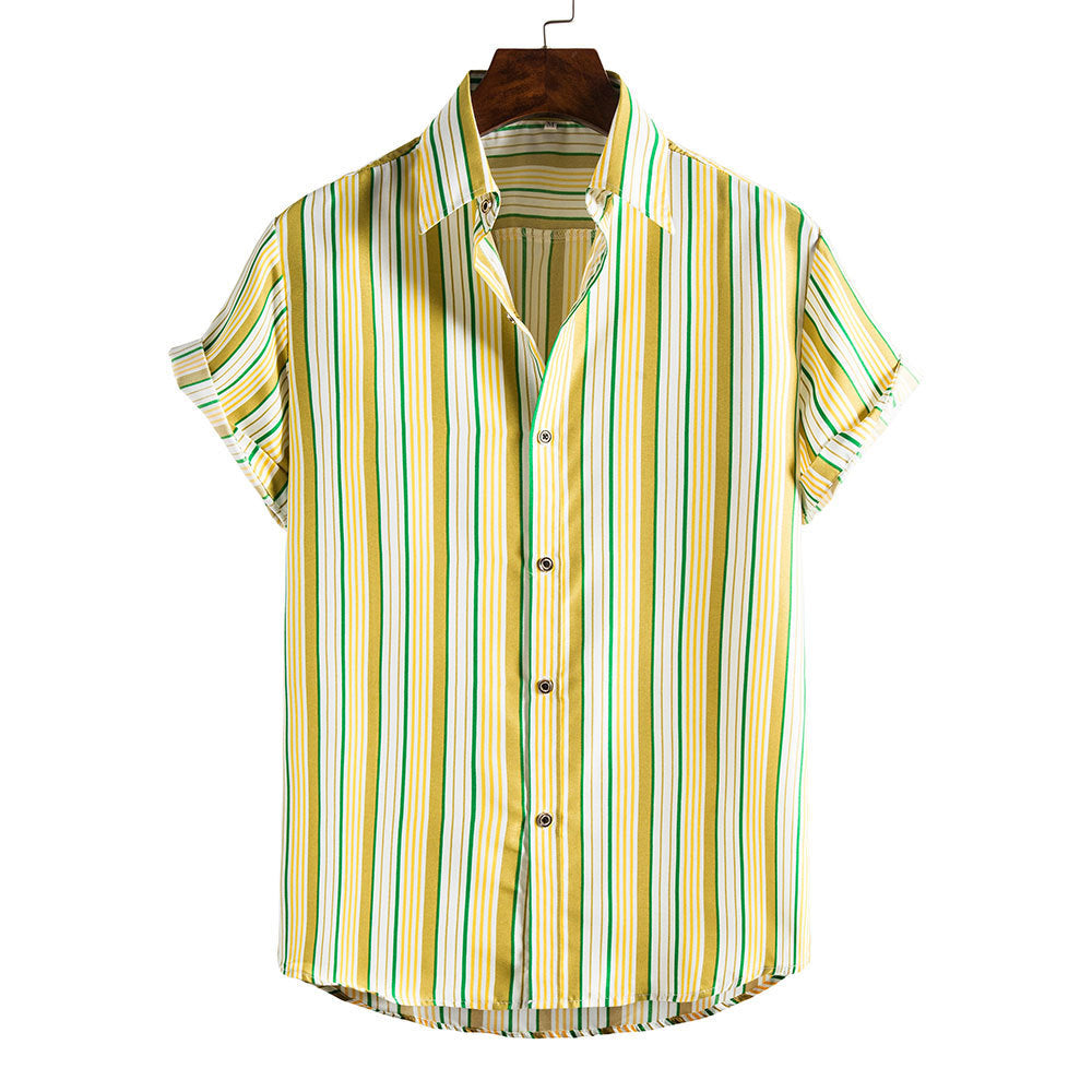 Men's Striped Short Sleeves Summer Beach T Shirts