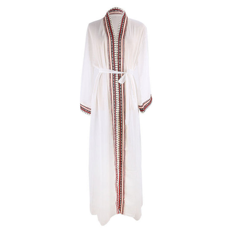 Chiffon Bohemian Embroidery Holiday Beachwear Cover Ups