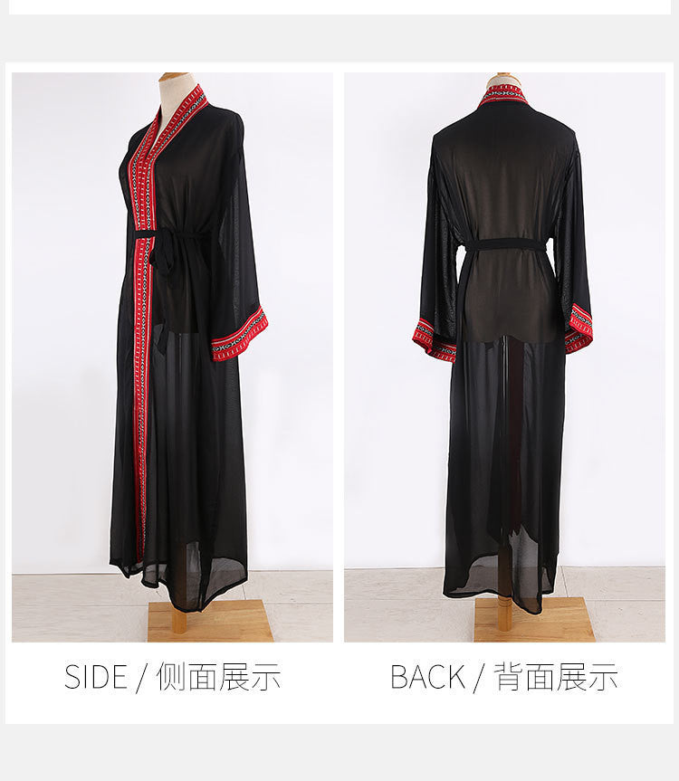 Chiffon Bohemian Embroidery Holiday Beachwear Cover Ups