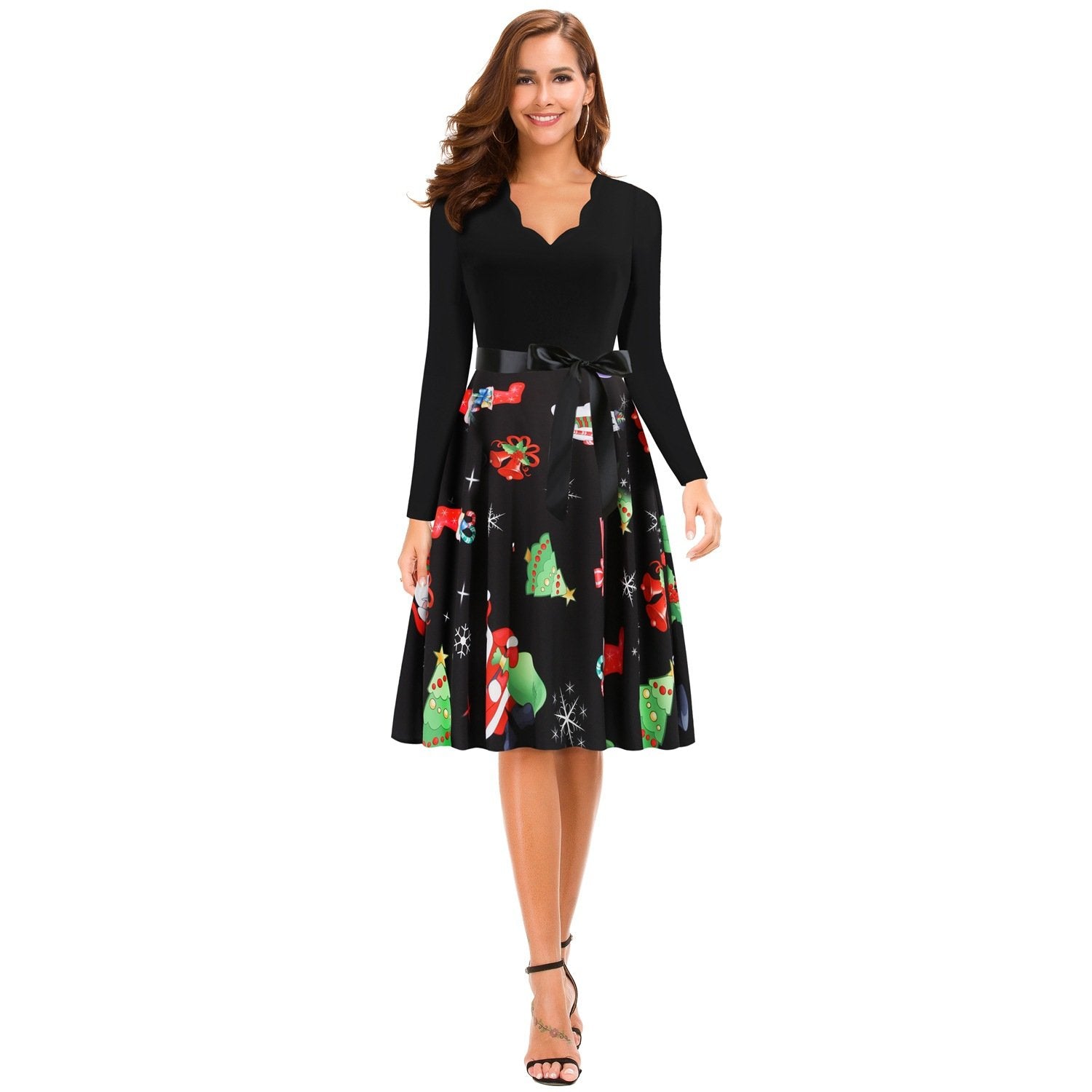 Women Christmas Long Sleeves Vintage Winter Dresses-STYLEGOING