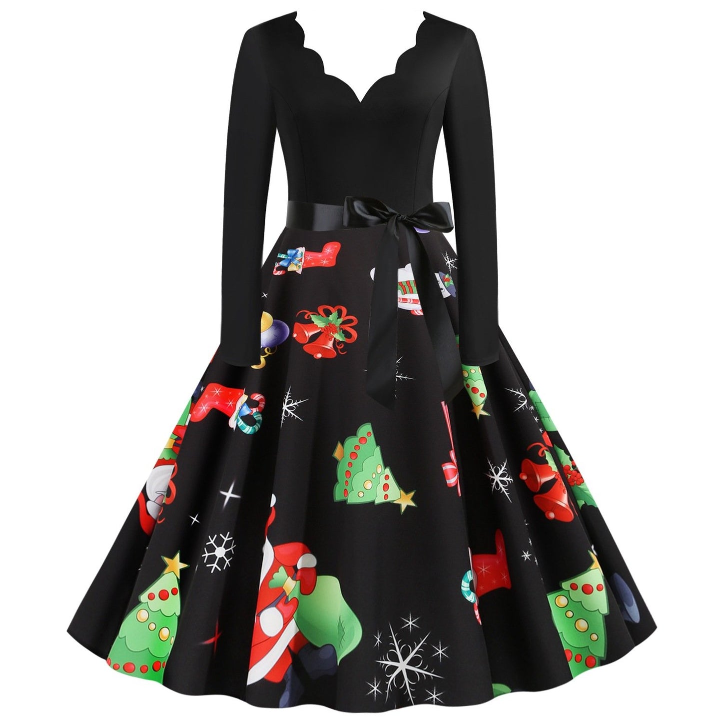 Women Christmas Long Sleeves Vintage Winter Dresses-STYLEGOING