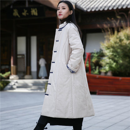 Vintage Cotton Winter Long Overcoats for Women