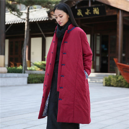 Vintage Cotton Winter Long Overcoats for Women
