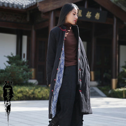 Vintage Cotton Winter Long Overcoats for Women