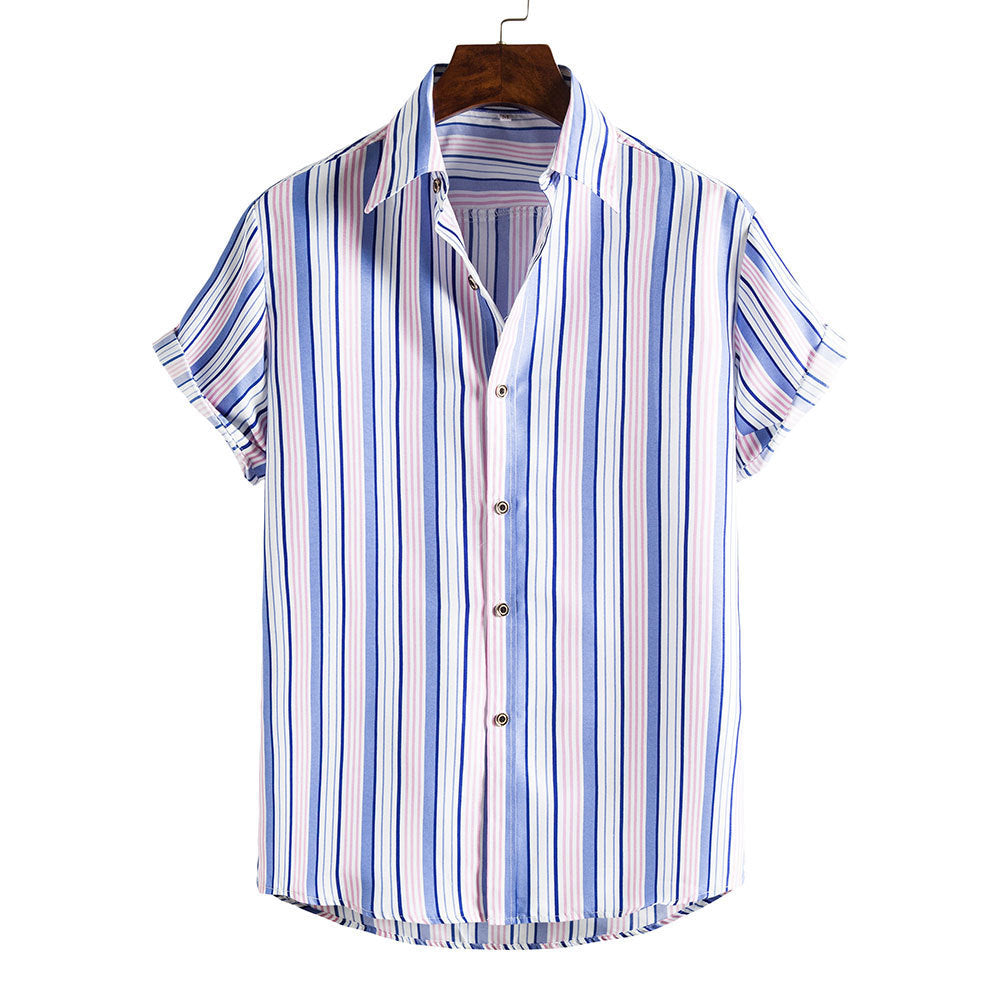 Men's Striped Short Sleeves Summer Beach T Shirts