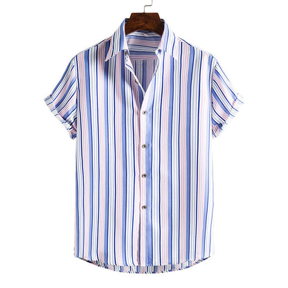 Men's Striped Short Sleeves Summer Beach T Shirts