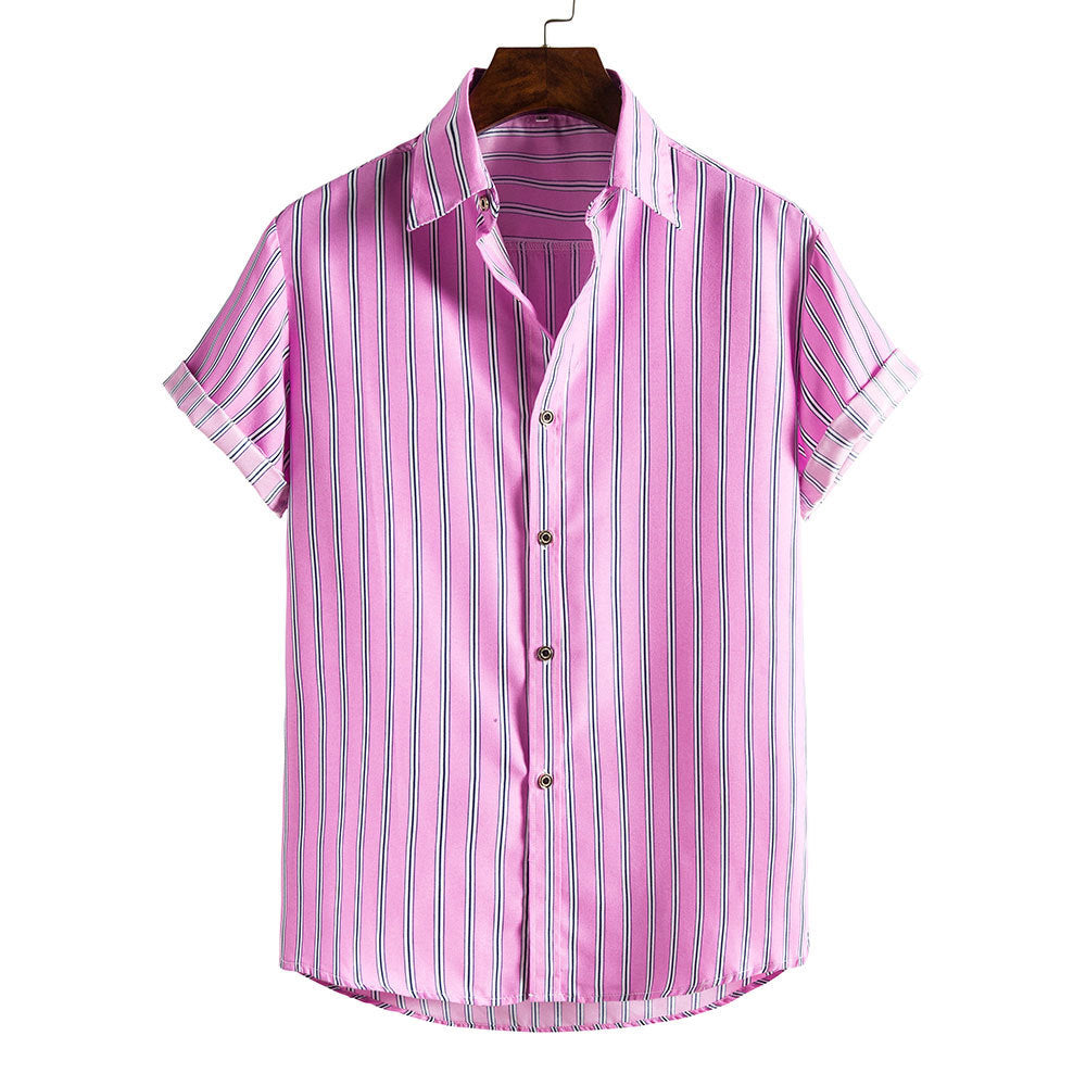 Men's Striped Short Sleeves Summer Beach T Shirts