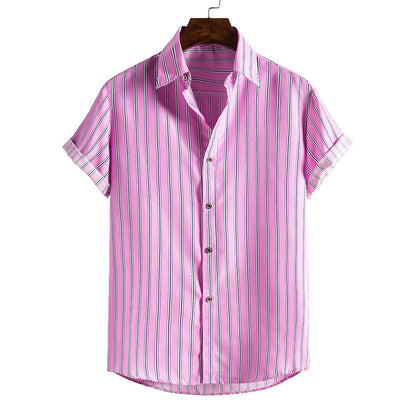 Men's Striped Short Sleeves Summer Beach T Shirts