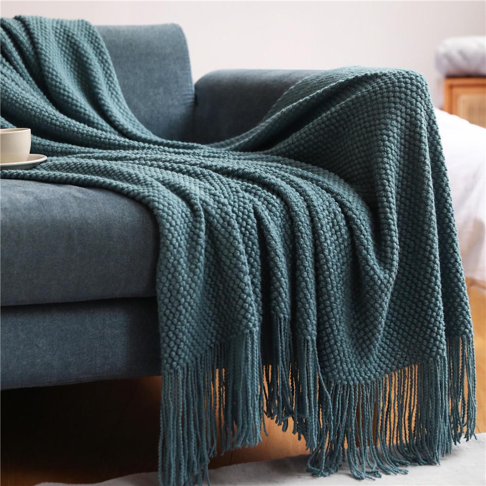 Knitting Pinapple Needle Blanket-Blue-127*152+10CM-Free Shipping at meselling99