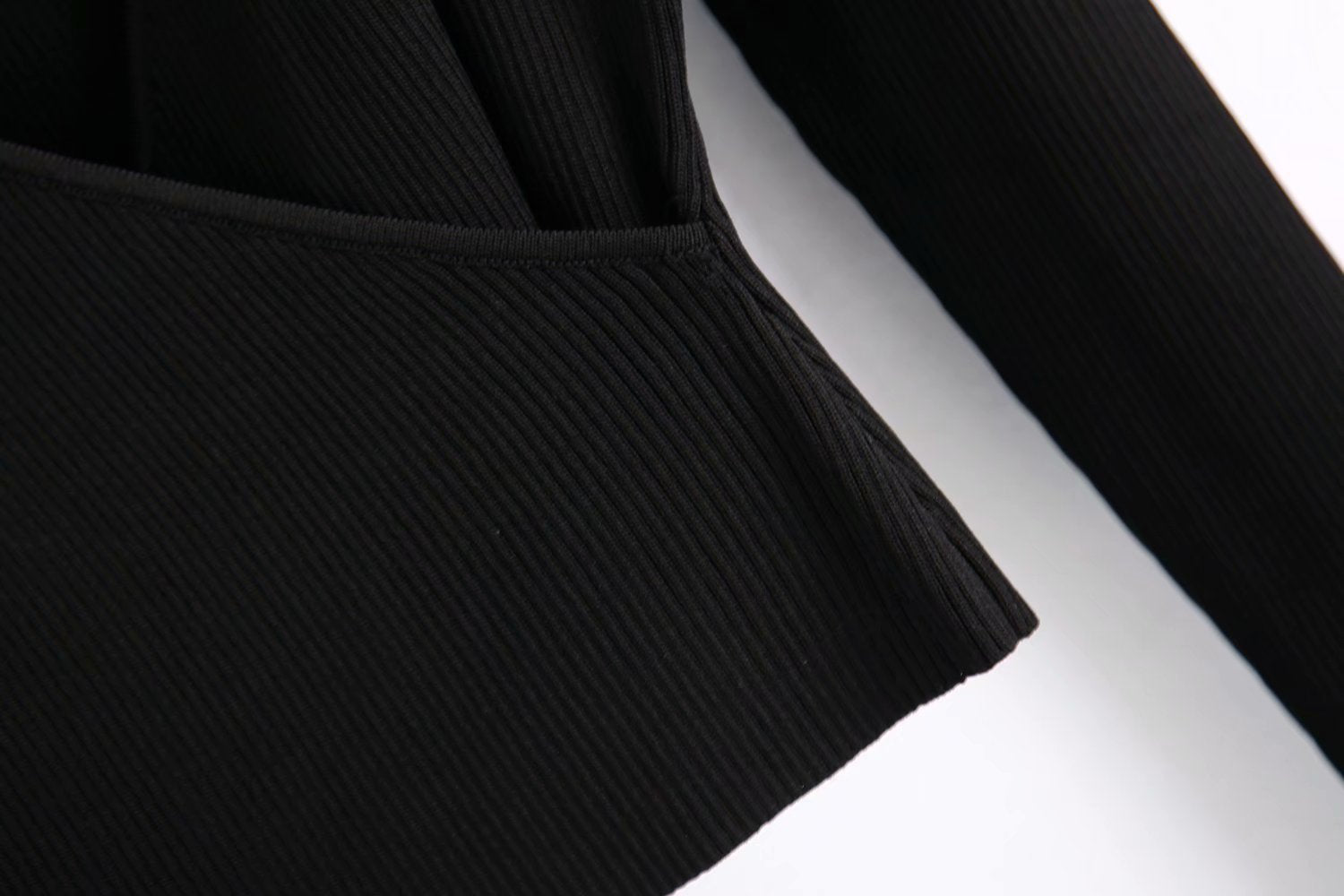 Sexy Black V Neck Knitting Long Sleeves Shirts