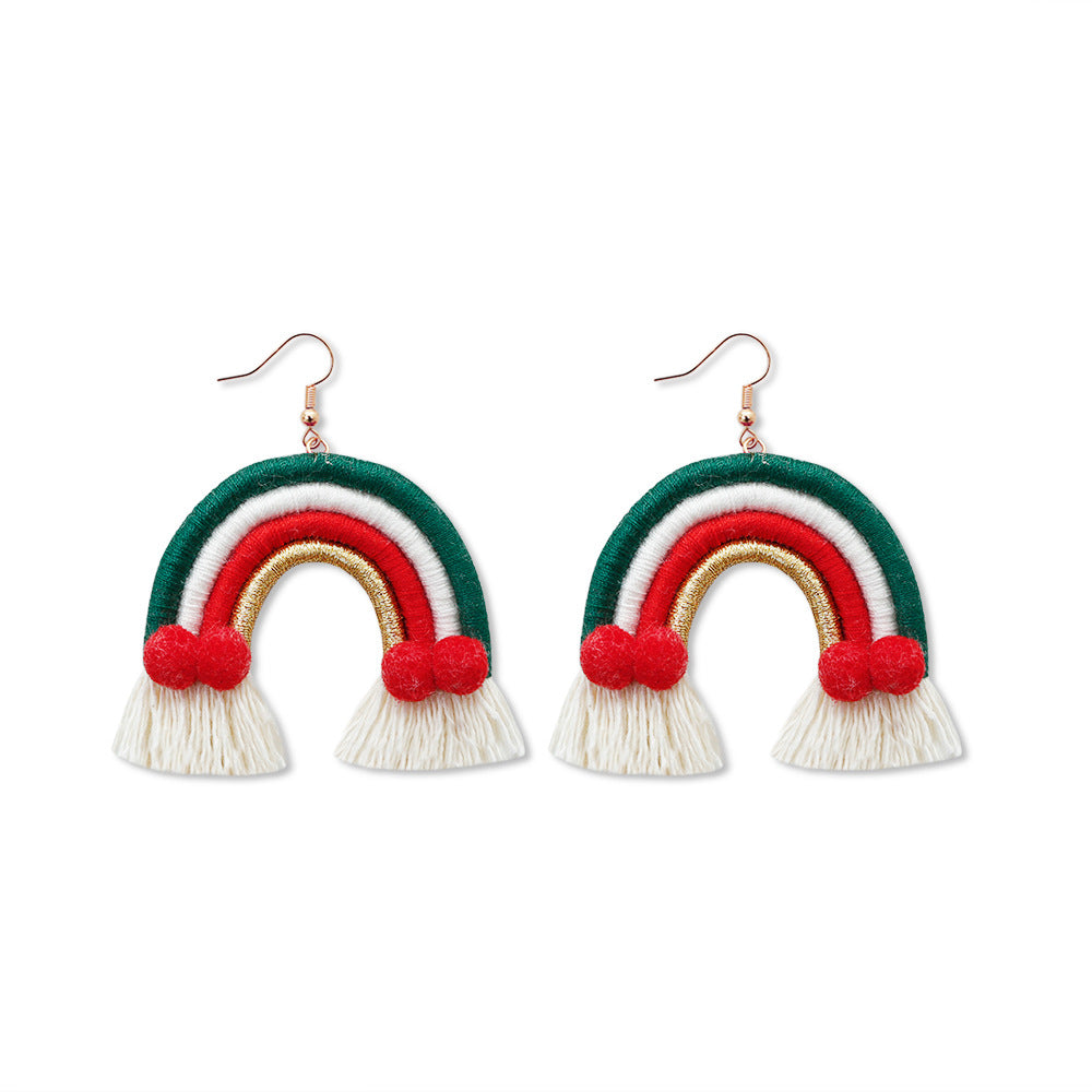 Christmas Design Boho Woven Tassel Earrings