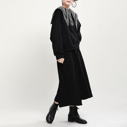 Black Women Casual Special Design Neckline Hoodies