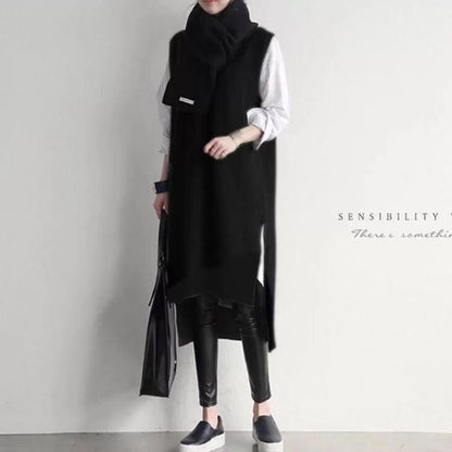 Casual Knitted V Neck Long Vest Dresses for Women