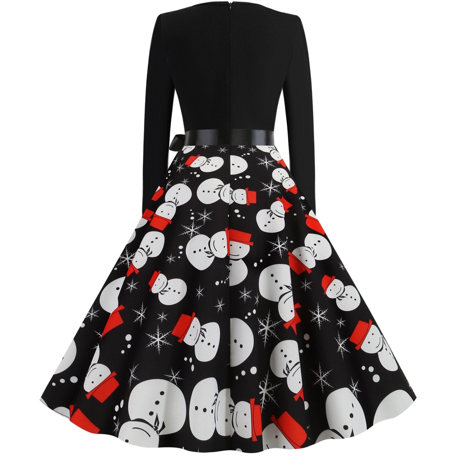 Women Christmas Snowman Slong Sleeves Winter Dresses-STYLEGOING