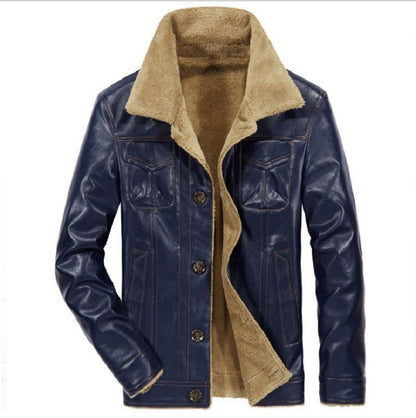 Men's Turnover Collar Faux Fur Warm's Jacket Coat