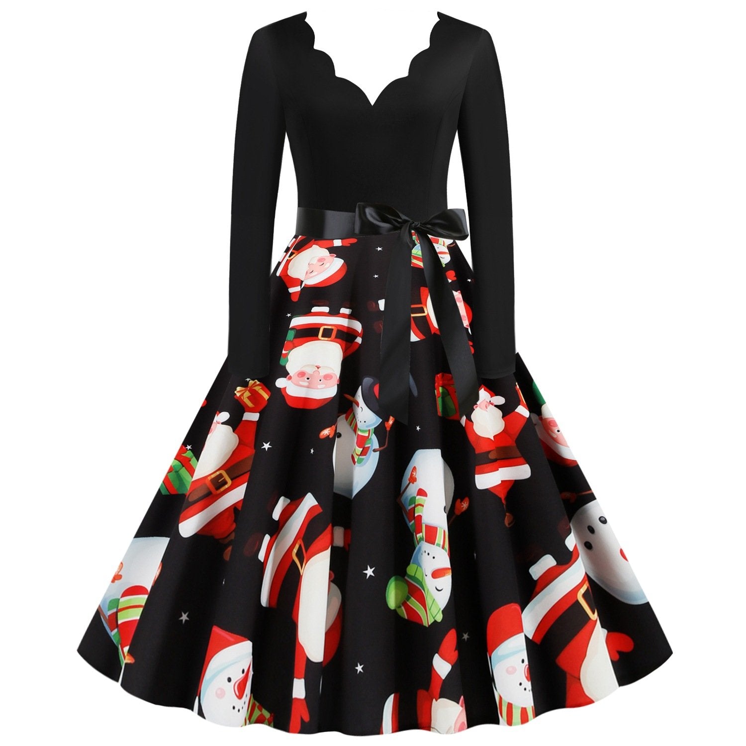 Vintage Long Sleeves V Neck Winter Dresses-STYLEGOING