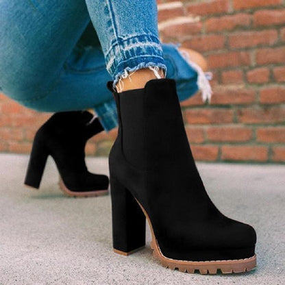 Women Sexy Leopard Print Platform Chunky High Heel Boots