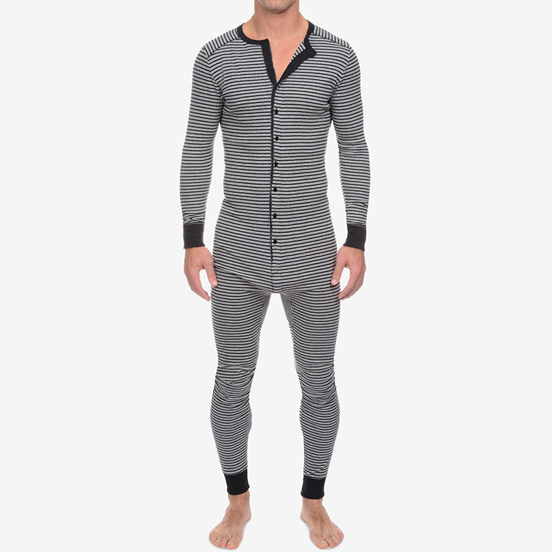 Casual Long Sleeves Jumpsuits Sleepwear for Men