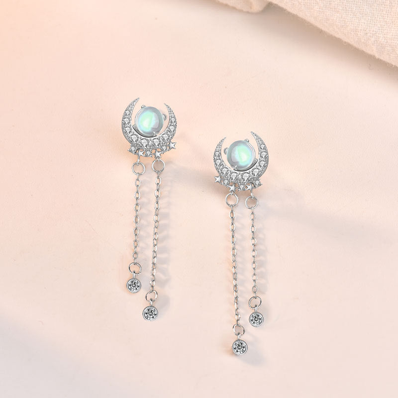 Fashion Moon&star Design Sliver Earring