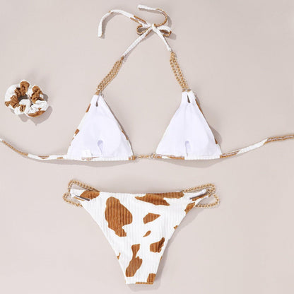 Women Sexy Backless Cow Print Swimwear-STYLEGOING