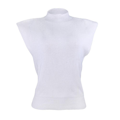 Women High Neck Sleeveless Knitting Top Sweaters