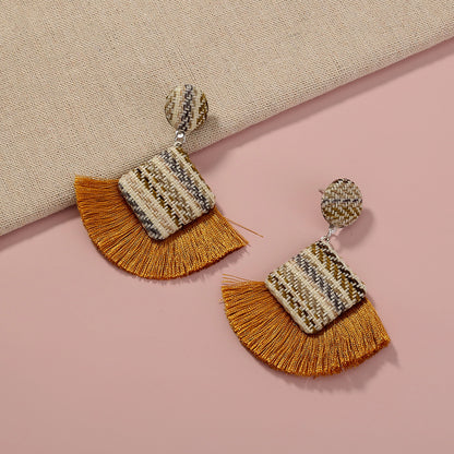 Bohemian Tassels Geometry Deaign Earrings