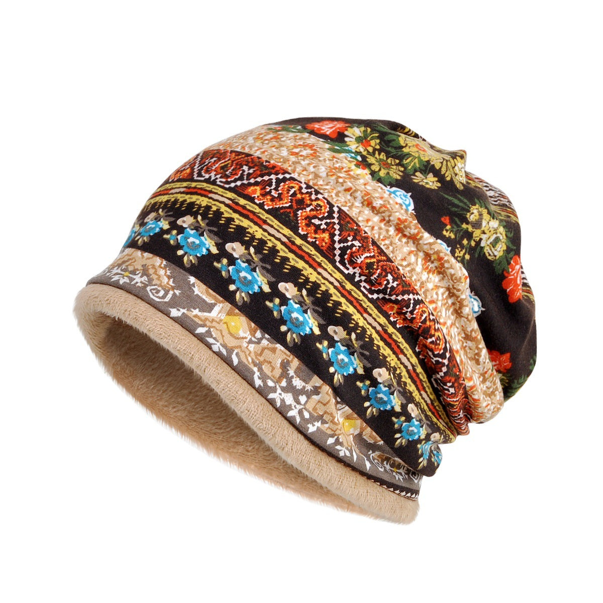 Winter Warm Bohemian Print Velvet Hats for Women