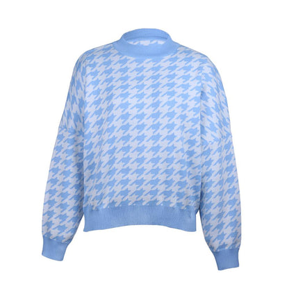 Vintage Women Plaid Knitting Hoody Sweaters