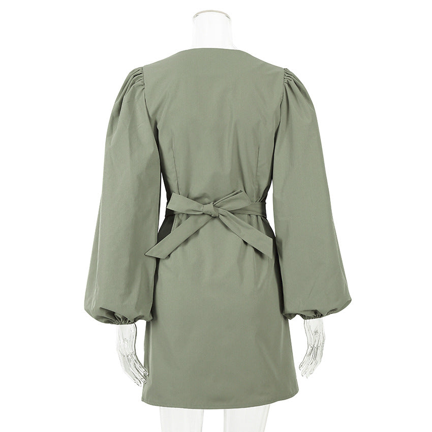 Elegant Long Sleeves Women Short Dresses