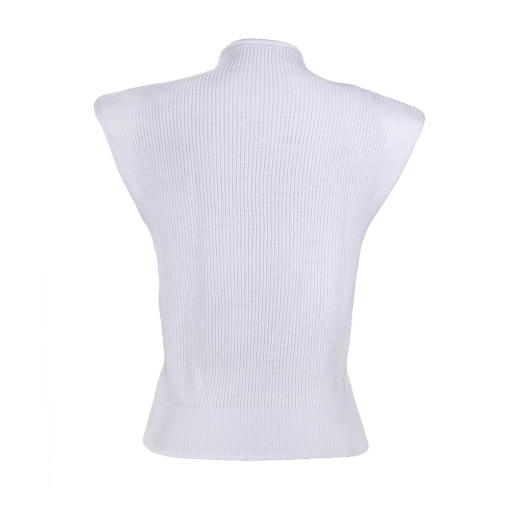 Women High Neck Sleeveless Knitting Top Sweaters
