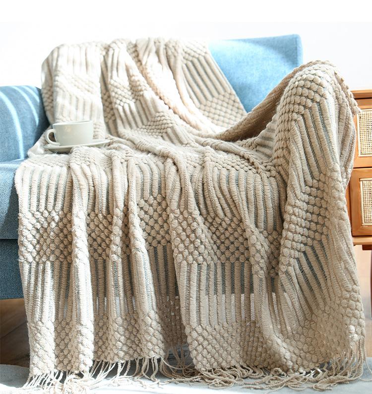Soft Sofa Blanket with Tassels--Free Shipping at meselling99