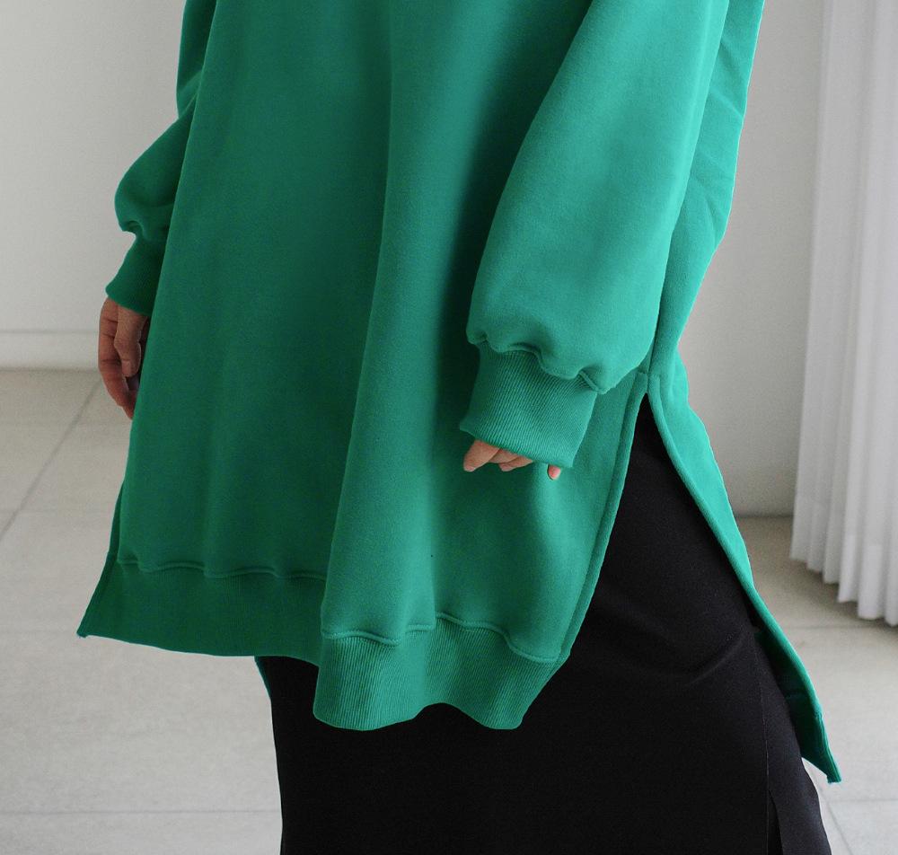 Women Round Neck Split Loose Plus Sizes Hoodies-STYLEGOING