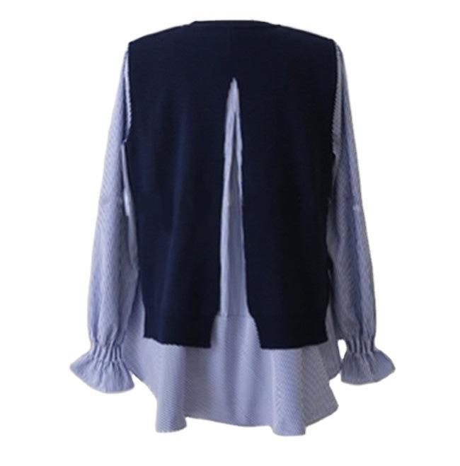 Women Knitting Vest and Long Sleeves Shirts Sets