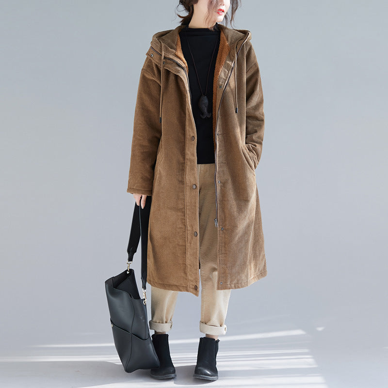 Women Plus Sizes Warm Overcoats with Hats