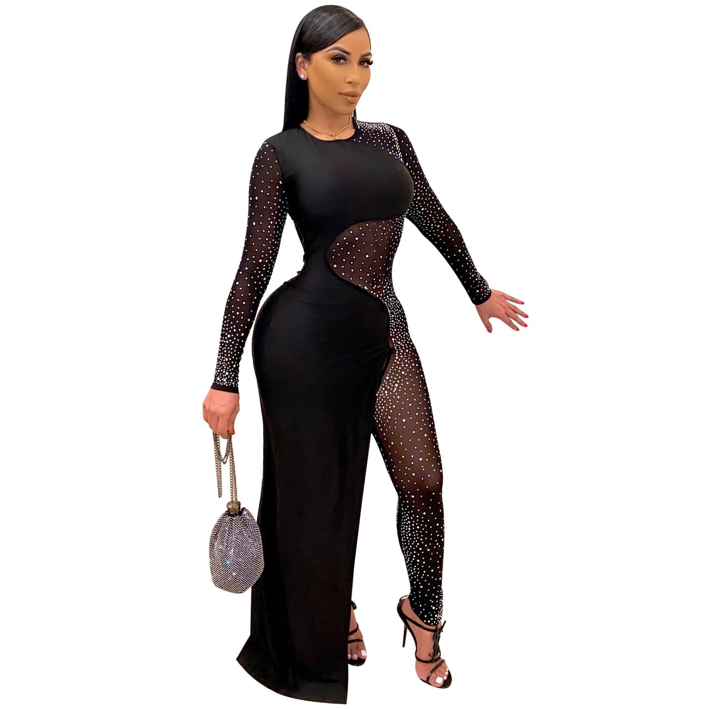 Sexy See Through Rhinestone Night Club Suits-STYLEGOING