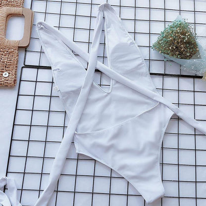 New Sexy V-neck Backless One Piece Swimwear-STYLEGOING