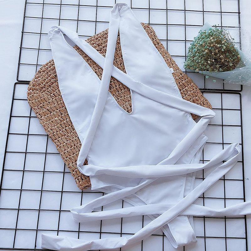New Sexy V-neck Backless One Piece Swimwear-STYLEGOING