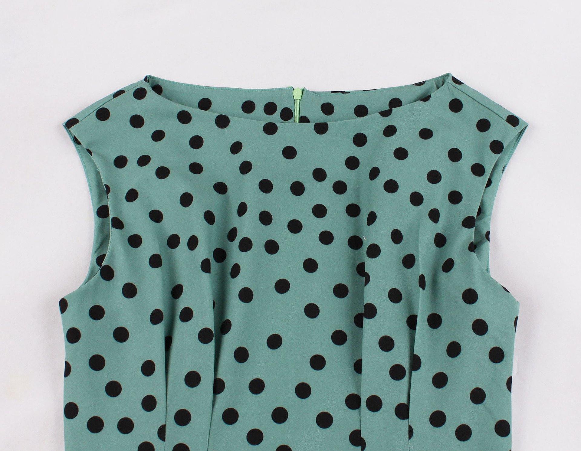 Women Summer Dot Print Retro Dresses-STYLEGOING