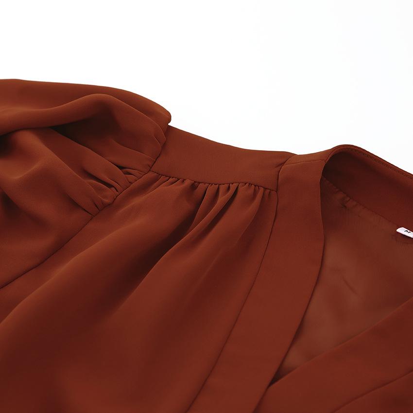 Summer Women Puff Sleeves V Neck Short Shirts-STYLEGOING